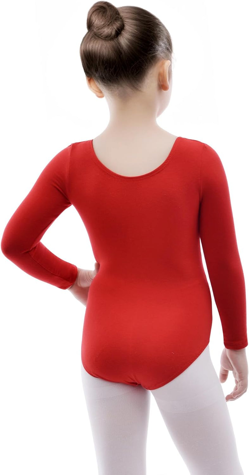 Long Sleeve Toddler Gymnastics Leotards, Ballet Dance Leotard Gymnastics for Girls (4-6,Red)