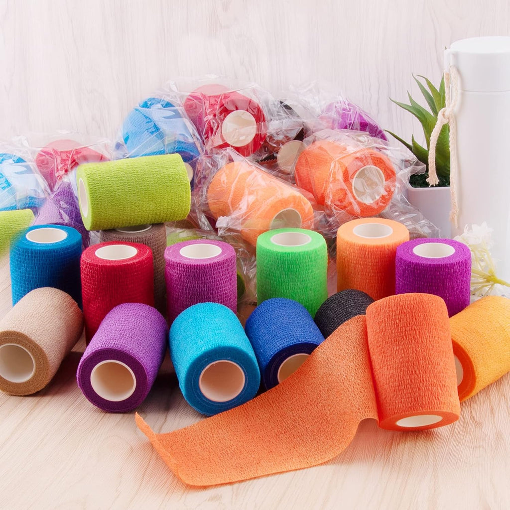 30 Rolls Self Adherent Wrap 3 Inch Self Adhesive Bandages Wrap Tape Stretch Bandage Self Stick Bandage Wraps for Wrist Ankle Swelling Sprains(15 Colors)