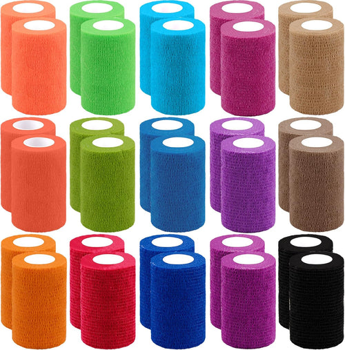 30 Rolls Self Adherent Wrap 3 Inch Self Adhesive Bandages Wrap Tape Stretch Bandage Self Stick Bandage Wraps for Wrist Ankle Swelling Sprains(15 Colors)