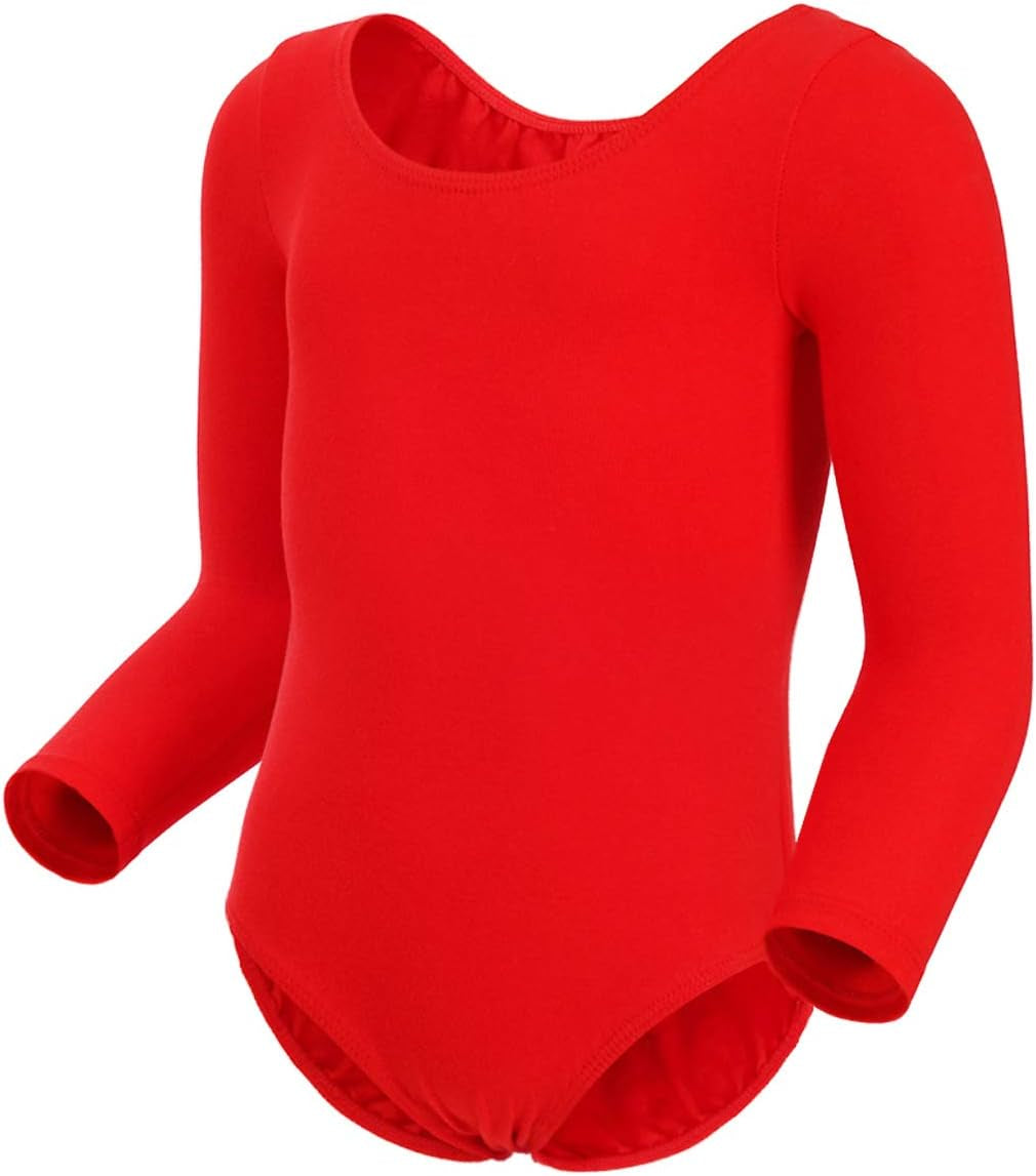 Long Sleeve Toddler Gymnastics Leotards, Ballet Dance Leotard Gymnastics for Girls (4-6,Red)